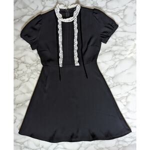 Forever 21 black dress with white lace - size S